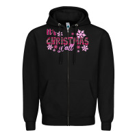 Black It's Christmas Y'all Season Pink Christmas Zipper Hoodie - RanaPortraitStore