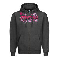 Charcoal Heather It's Christmas Y'all Season Pink Christmas Zipper Hoodie - RanaPortraitStore