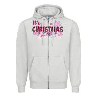 Dove Grey It's Christmas Y'all Season Pink Christmas Zipper Hoodie - RanaPortraitStore