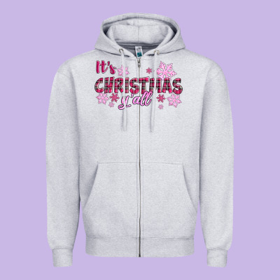 Zipper Hoodie It's Christmas Y'all Season Pink Christmas