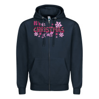 Navy It's Christmas Y'all Season Pink Christmas Zipper Hoodie - RanaPortraitStore