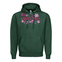 Sports Green It's Christmas Y'all Season Pink Christmas Zipper Hoodie - RanaPortraitStore