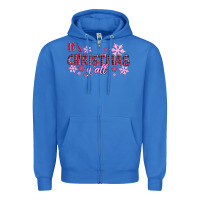 True Royal It's Christmas Y'all Season Pink Christmas Zipper Hoodie - RanaPortraitStore