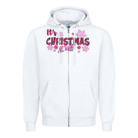 White It's Christmas Y'all Season Pink Christmas Zipper Hoodie - RanaPortraitStore