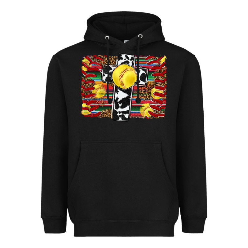 Softball Cross Serape Leopard Background Heavyweight Hoodie by RanaPortraitStore | Teevron
