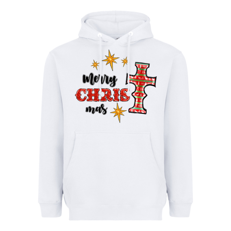 Merry Christmas Cross Heavyweight Hoodie by RanaPortraitStore | Teevron