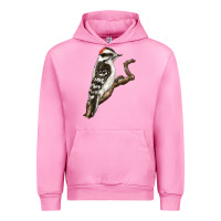 Fuchsia Pink Downy Woodpecker Urban Hoodie - LillyAllenDesigns