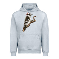 Heather Grey Downy Woodpecker Urban Hoodie - LillyAllenDesigns