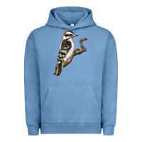 Pigment Pebble Blue Downy Woodpecker Urban Hoodie - LillyAllenDesigns