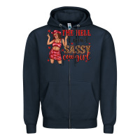 Navy the hell i wont sassy cowgirl Zipper Hoodie - texasbilliewilder