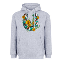 Heather Grey cowhide sunflower horseshoe Heavyweight Hoodie - Zillion Design Studio