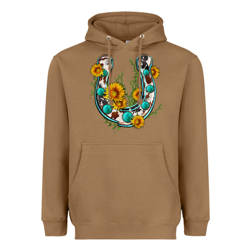 Cowhide Sunflower Horseshoe Heavyweight Hoodie by Zillion Design Studio | Teevron