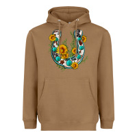 Toasted Coconut cowhide sunflower horseshoe Heavyweight Hoodie - Zillion Design Studio