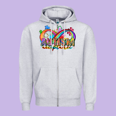 Autism Acceptance Zipper Hoodie Designed By Zillion Design Studio