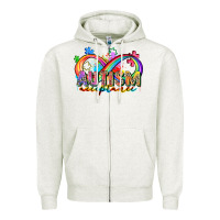 Oatmeal Heather autism acceptance Zipper Hoodie - Zillion Design Studio