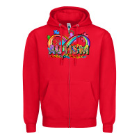Red autism acceptance Zipper Hoodie - Zillion Design Studio