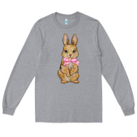 Heather Grey easter rabbit pink flowers Long Sleeve Tee - BarkalooDesign