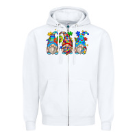 White autism gnomes Zipper Hoodie - Zillion Design Studio