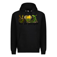 Black peace love green lizard Premium Hoodie - LillyAllenDesigns
