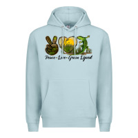 Blue Mist peace love green lizard Premium Hoodie - LillyAllenDesigns