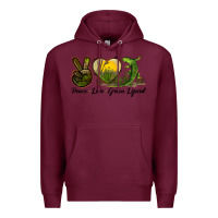 Burgundy peace love green lizard Premium Hoodie - LillyAllenDesigns