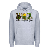 Heather Grey peace love green lizard Premium Hoodie - LillyAllenDesigns