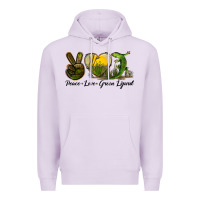 Lilac peace love green lizard Premium Hoodie - LillyAllenDesigns