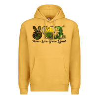Mustard peace love green lizard Premium Hoodie - LillyAllenDesigns