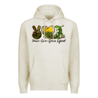 Oatmeal Heather peace love green lizard Premium Hoodie - LillyAllenDesigns