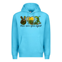 Ocean Blue peace love green lizard Premium Hoodie - LillyAllenDesigns