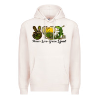 Pale Pink peace love green lizard Premium Hoodie - LillyAllenDesigns