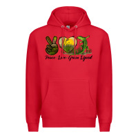 Red peace love green lizard Premium Hoodie - LillyAllenDesigns