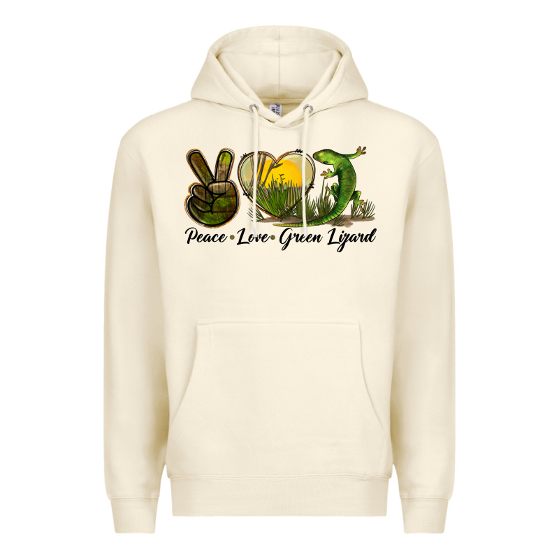 Peace Love Green Lizard Premium Hoodie by LillyAllenDesigns | Teevron