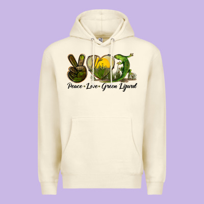 Peace Love Green Lizard Premium Hoodie Designed By Lillyallendesigns