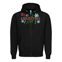 Black It's Christmas Y'all Season Winter Zipper Hoodie - RanaPortraitStore