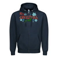 Navy It's Christmas Y'all Season Winter Zipper Hoodie - RanaPortraitStore