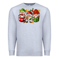 Heather Grey coffee cup santa gnomies Premium Sweatshirt - FaDigitalArtStudio