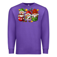 Purple coffee cup santa gnomies Premium Sweatshirt - FaDigitalArtStudio