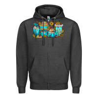 Charcoal Heather truck coffee cups Zipper Hoodie - texasbilliewilder