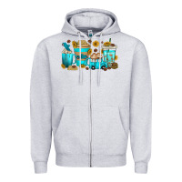 Heather Grey truck coffee cups Zipper Hoodie - texasbilliewilder