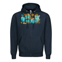 Navy truck coffee cups Zipper Hoodie - texasbilliewilder
