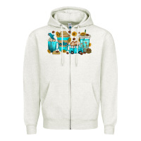 Oatmeal Heather truck coffee cups Zipper Hoodie - texasbilliewilder