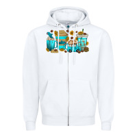 White truck coffee cups Zipper Hoodie - texasbilliewilder