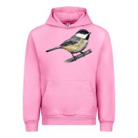 Fuchsia Pink Black Capped Chickadee Urban Hoodie - LillyAllenDesigns