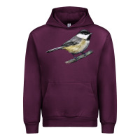 Mauve Wine Black Capped Chickadee Urban Hoodie - LillyAllenDesigns