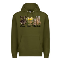 Army Green Peace Love Meerkats Premium Hoodie - LillyAllenDesigns