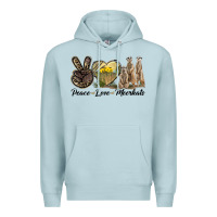 Blue Mist Peace Love Meerkats Premium Hoodie - LillyAllenDesigns