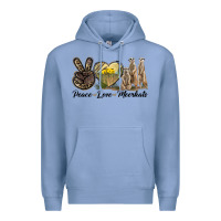 Colony Blue Peace Love Meerkats Premium Hoodie - LillyAllenDesigns