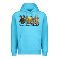 Ocean Blue Peace Love Meerkats Premium Hoodie - LillyAllenDesigns