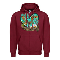 Burgundy turquoise western heart with horseshoe Zipper Hoodie - texasbilliewilder
